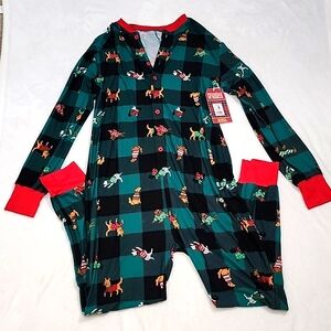 Christmas Furry Friends Dog Print PJ Jumpsuit L